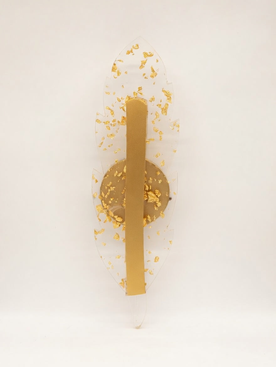 Gold Leaf Feather LED Wall Sconce