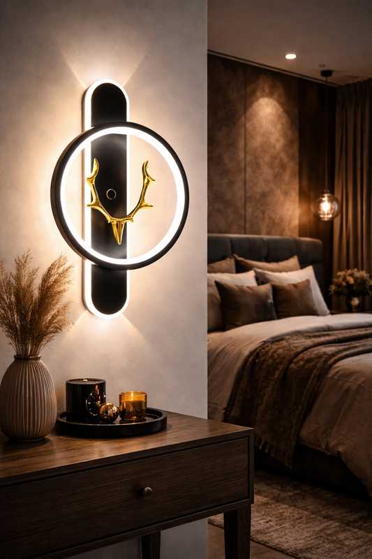 Noir Halo Antler Designer Wall Light