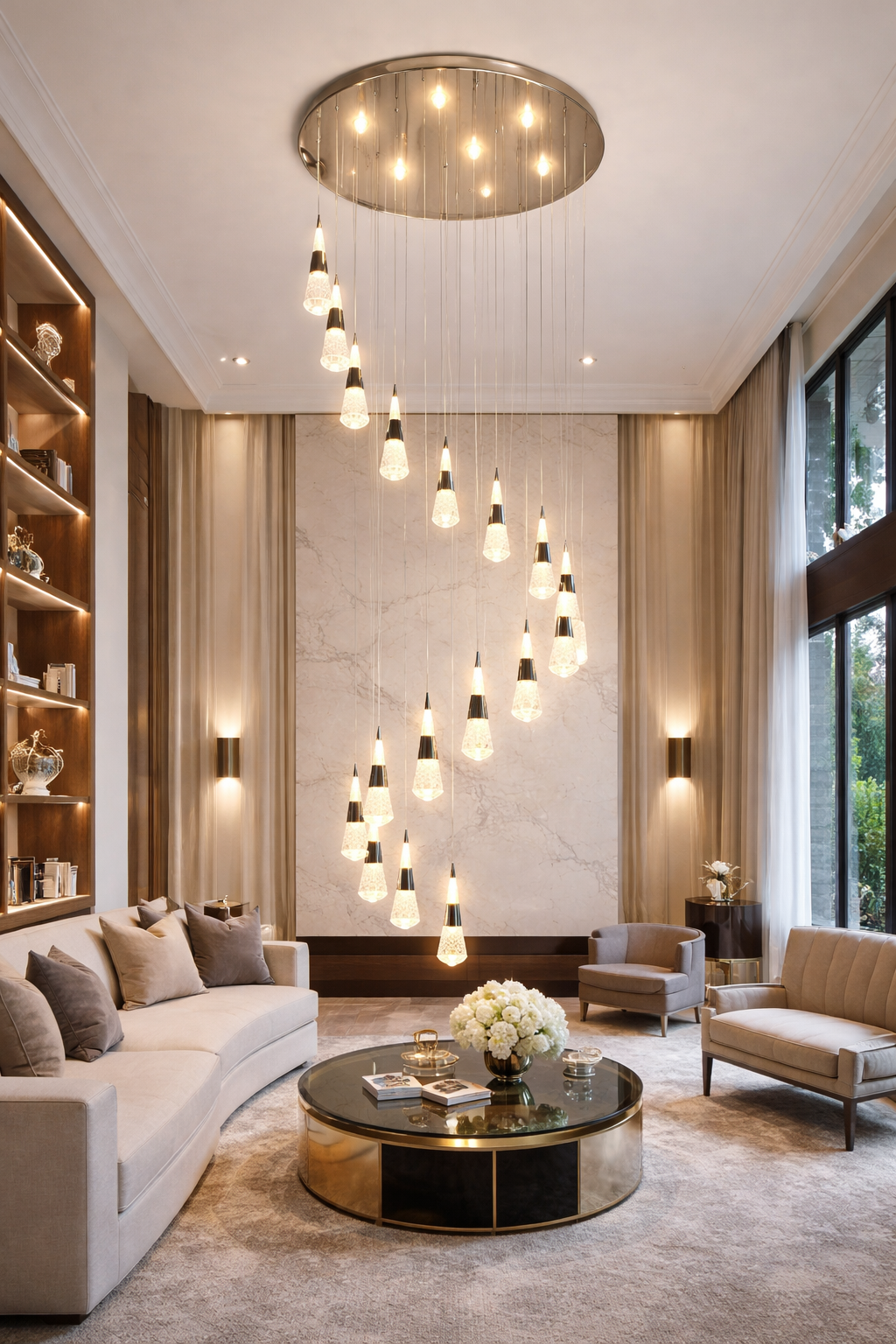 Luxe Cascade Droplet Designer Chandelier