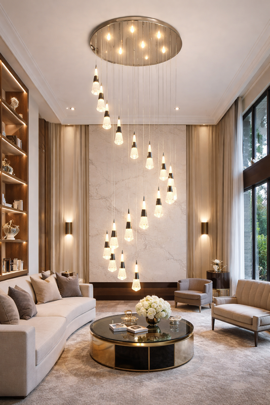 Luxe Cascade Droplet Designer Chandelier
