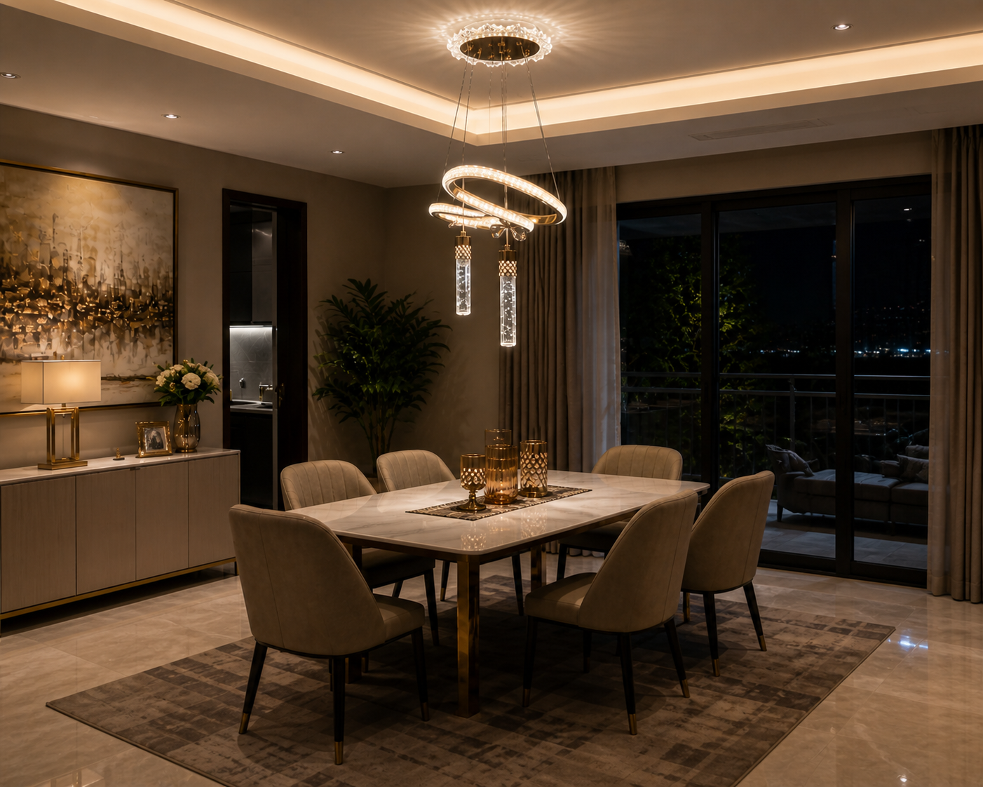 Golden Spiral Crystal LED Pendant Light