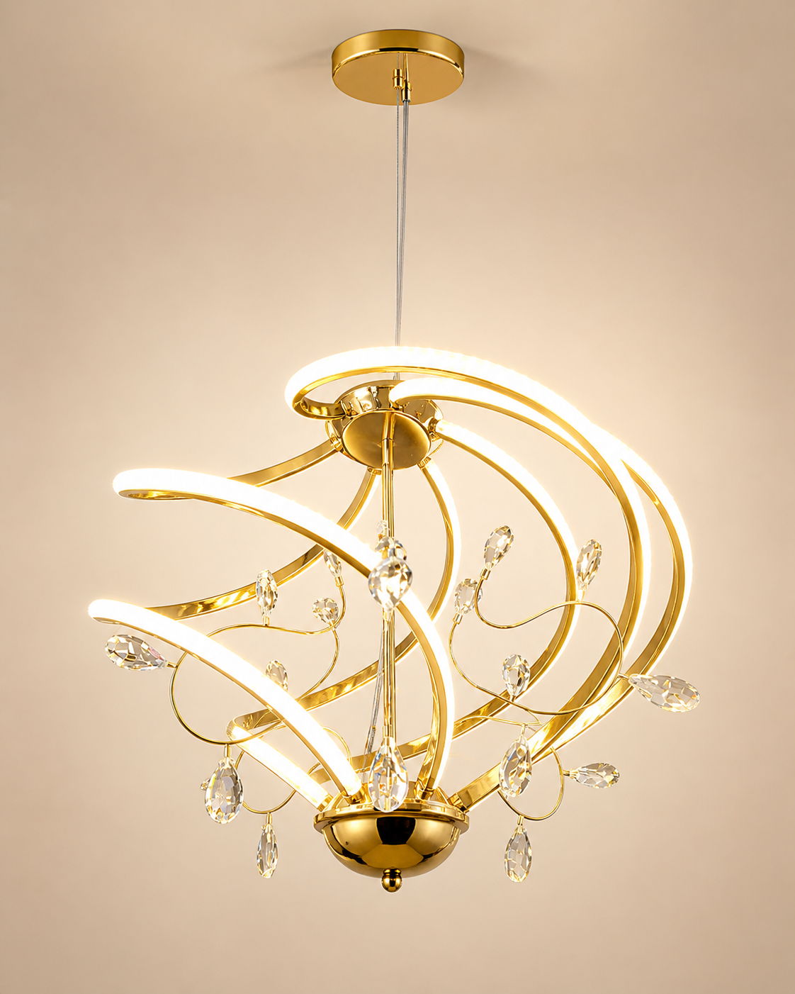 Golden Crystal Spiral LED Hanging