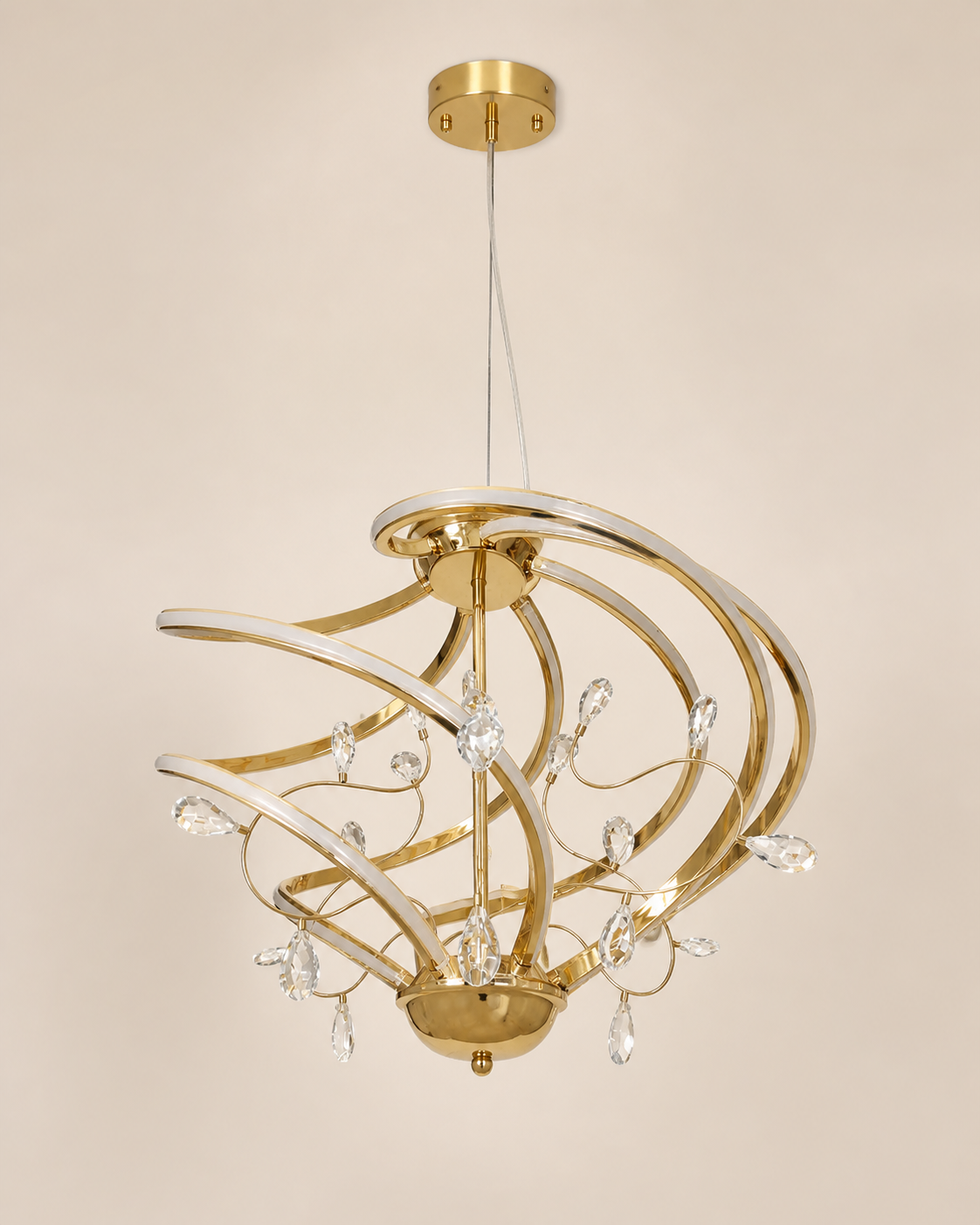 Golden Crystal Spiral LED Hanging
