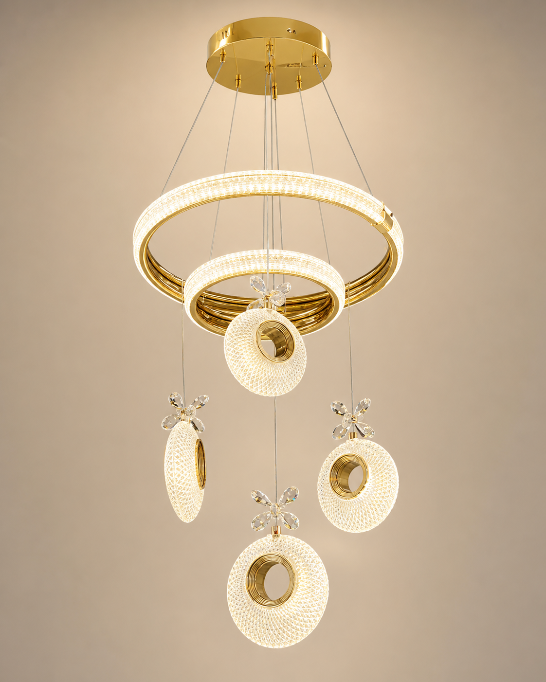 Golden Orbit Crystal LED Hanging