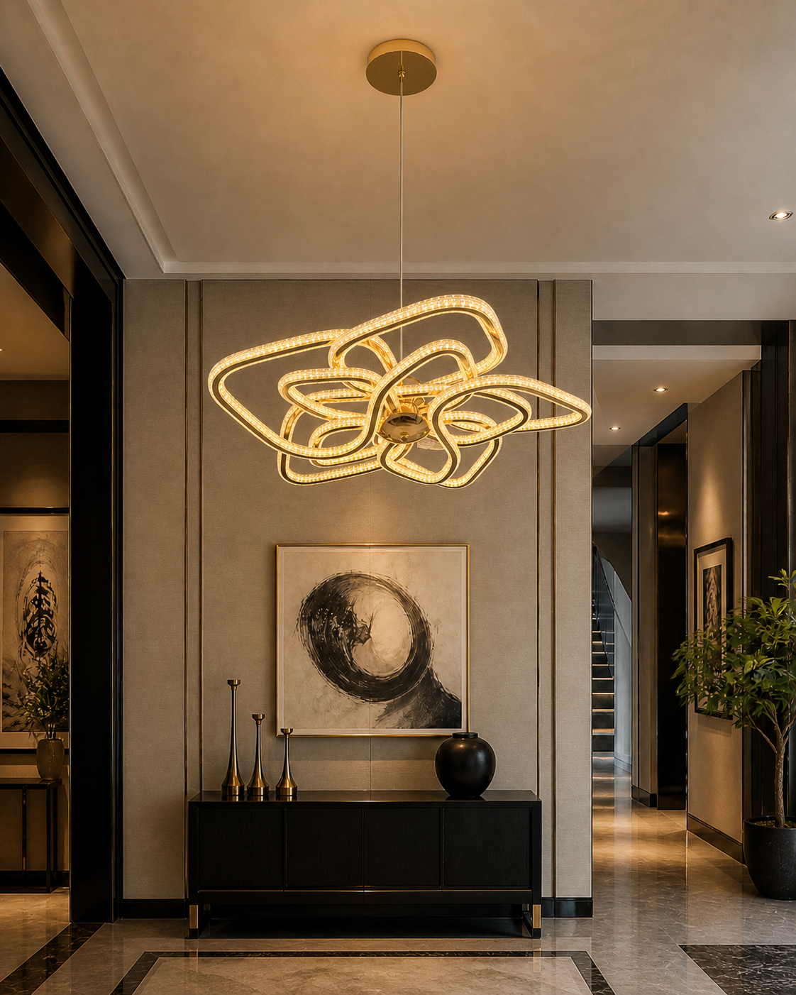Golden Infinity Loop LED Hanging