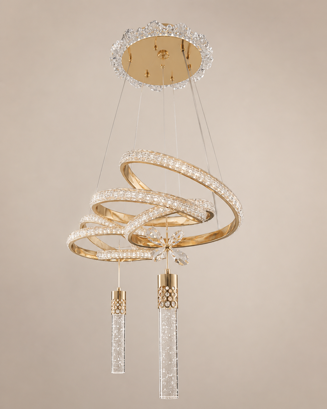 Golden Spiral Crystal LED Pendant Light