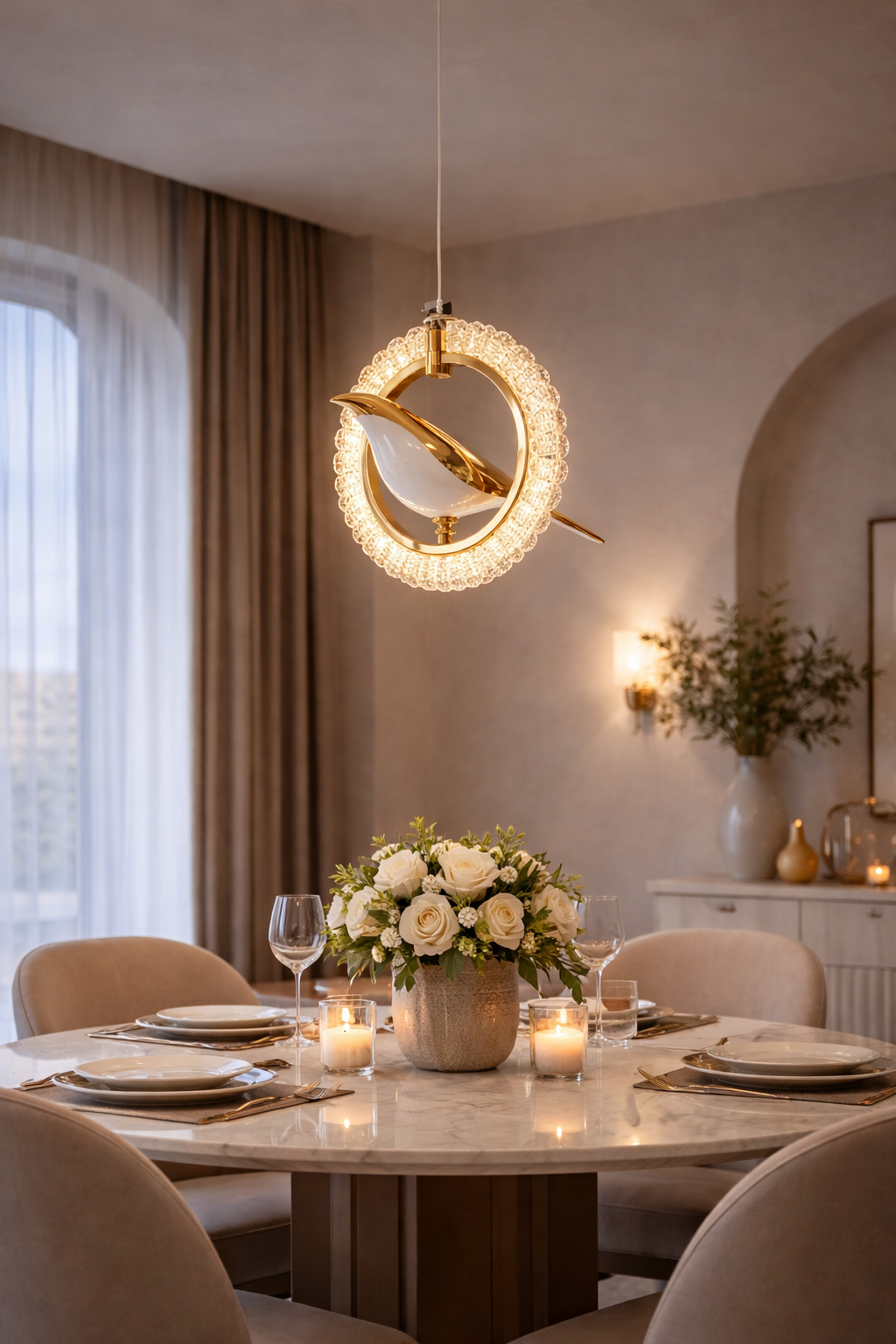 Acrylic Bird Halo Pendant Light