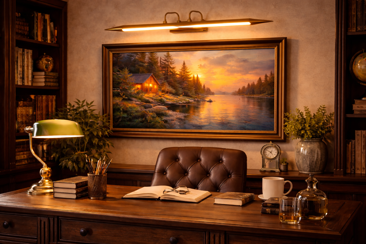 Sleek Brushed Brass Picture Light