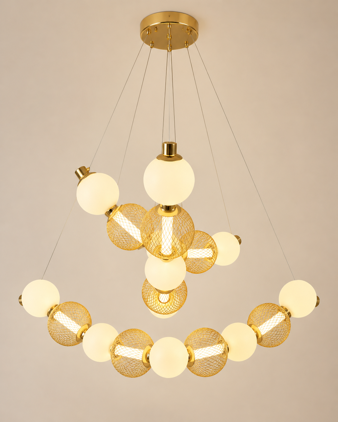 Golden Mesh Globe Cluster Hanging