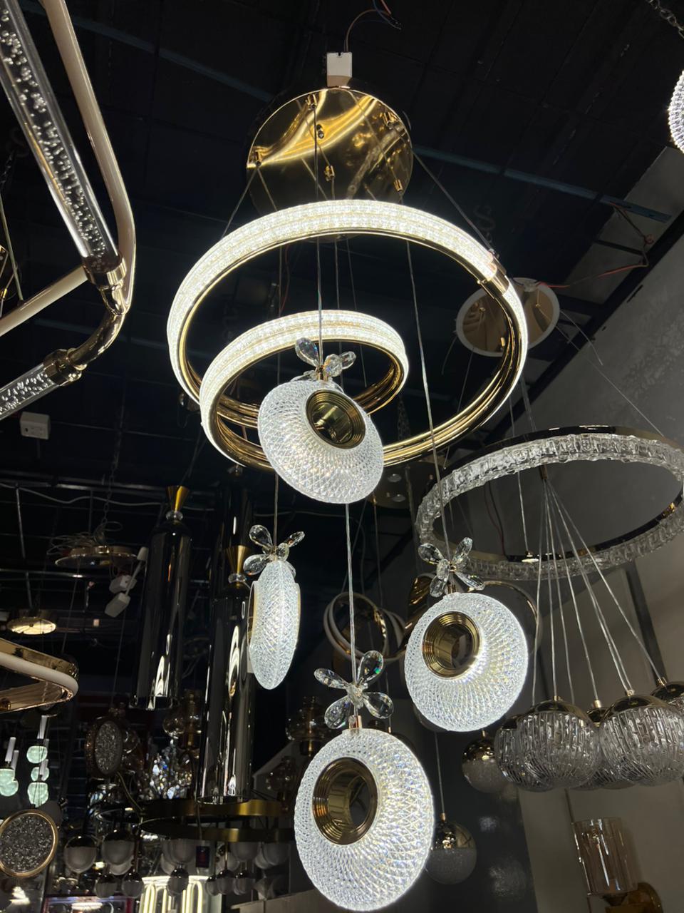 Golden Orbit Crystal LED Hanging